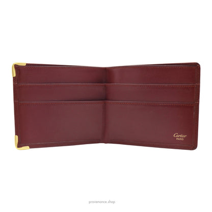 🔴 Cartier Bifold Wallet - Burgundy Calfskin Leather