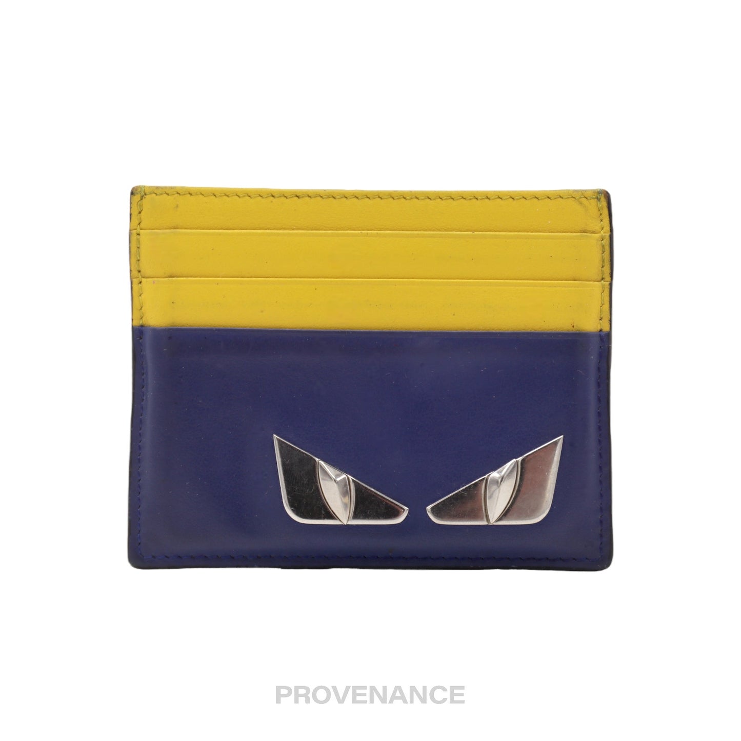 🔴 Fendi Monster Eyes Card Holder Wallet - Yellow/Navy