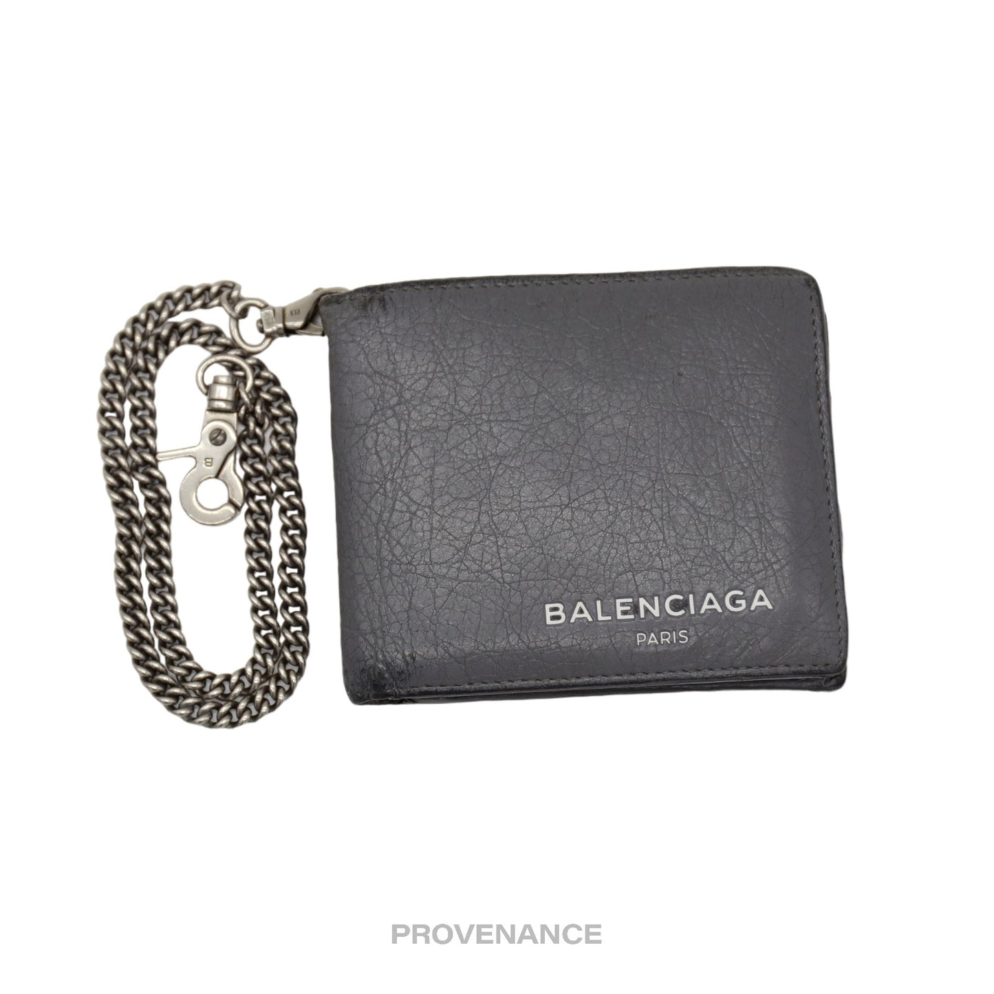 🔴 Balenciaga Explorer Chain Wallet - Gray Leather