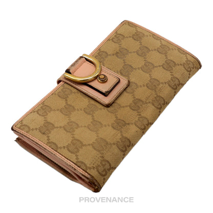 🔴 Gucci Long Wallet - GG Canvas Powder Pink