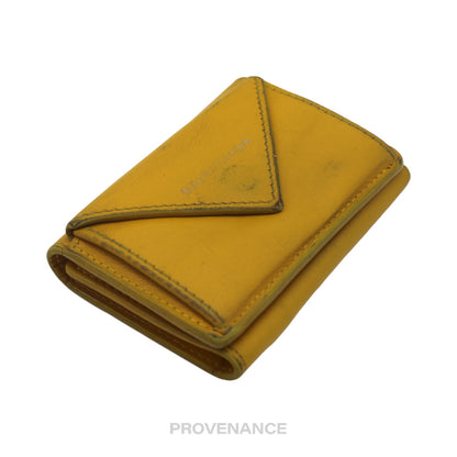 🔴 Balenciaga Papier Mini Wallet - Yellow Leather