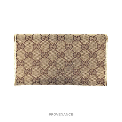 🔴 Gucci GG Canvas Long Wallet - White