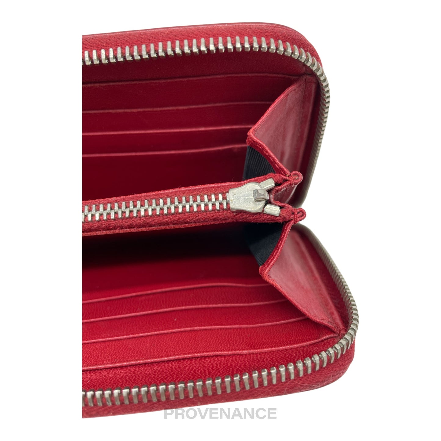 🔴 Balenciaga Screw Stud Long Zip Wallet - Red Leather