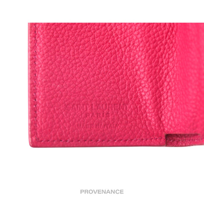 🔴 Saint Laurent Paris SLP Trifold Wallet - Pink Leather