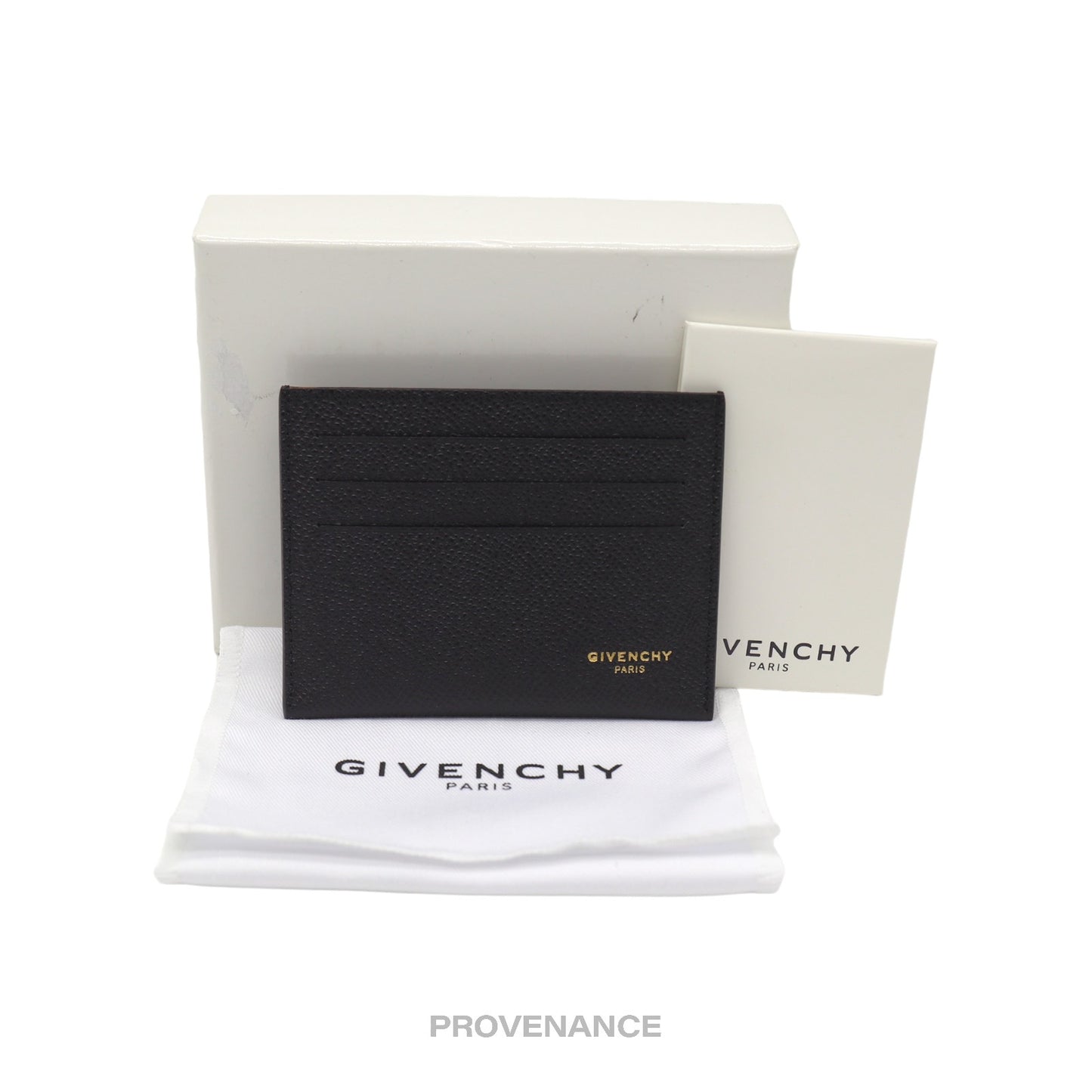 🔴 Givenchy 3CC LogoCard Holder  - Black Leather