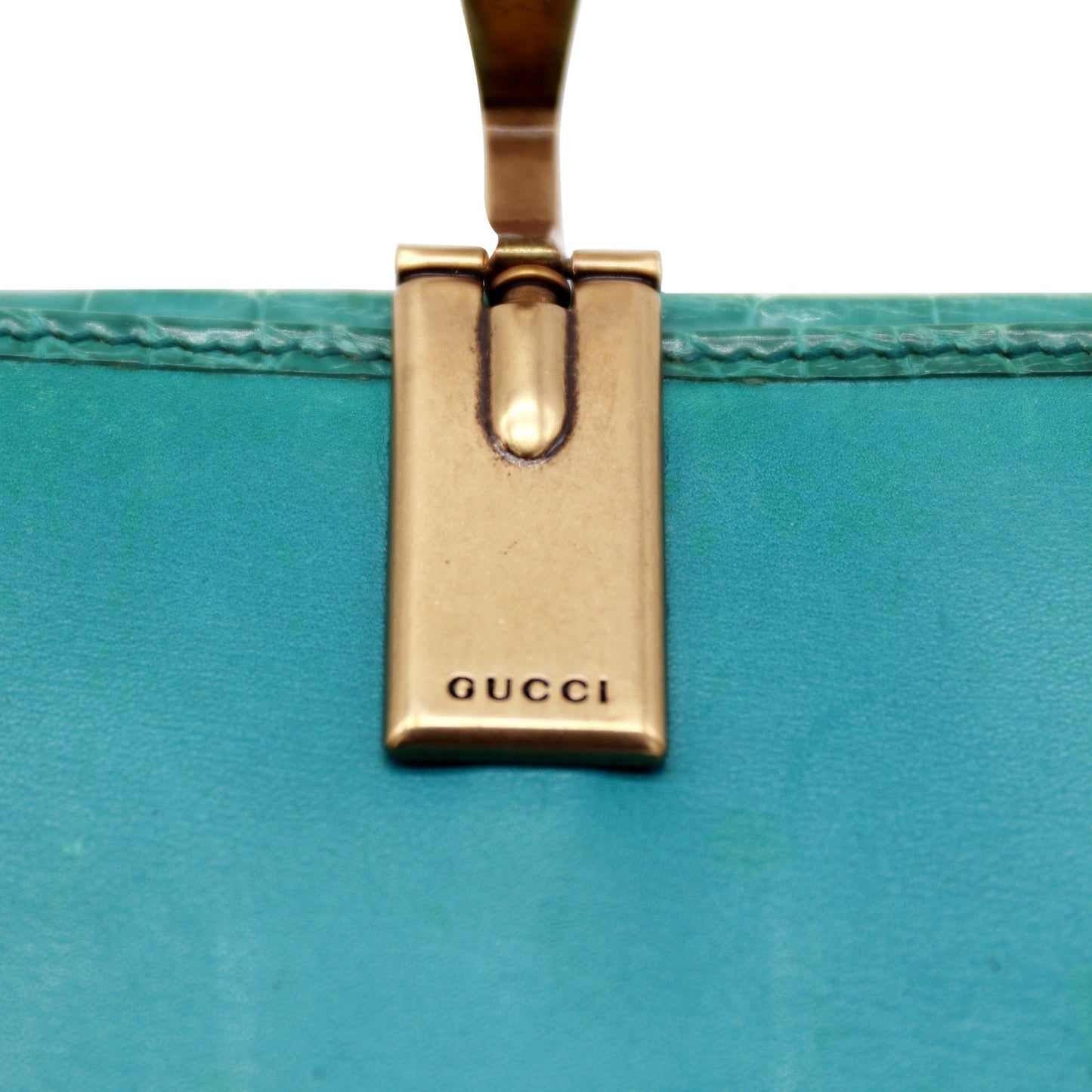 🔴 Gucci Horsebit Long Wallet - Turquoise Crocodile Leather