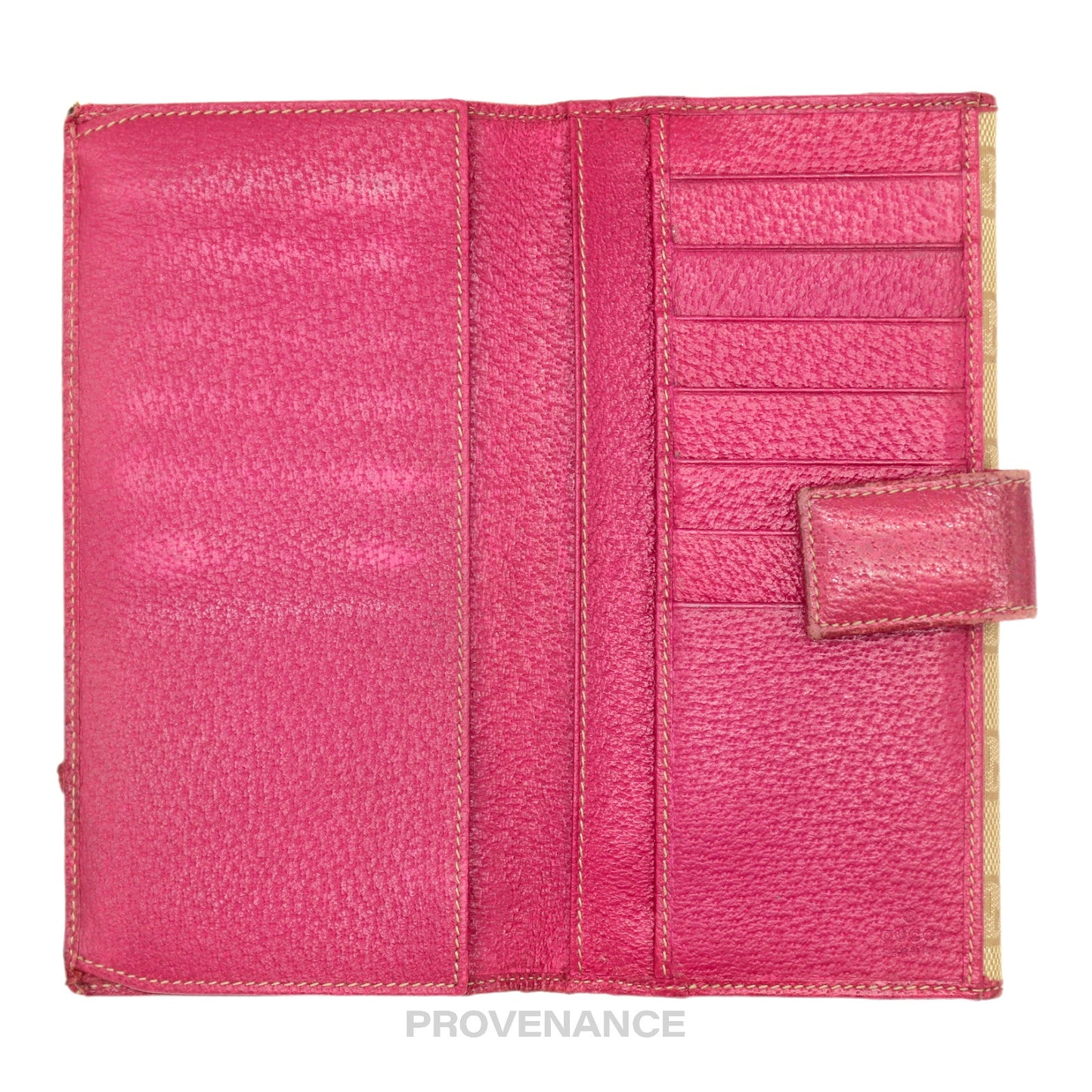 🔴 Gucci Long Wallet - GG Canvas Pink