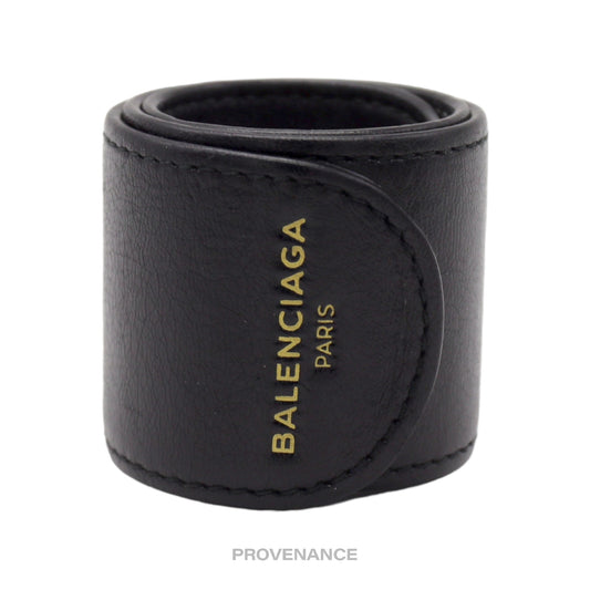 🔴 Balenciaga Slap Bracelet - Black Leather