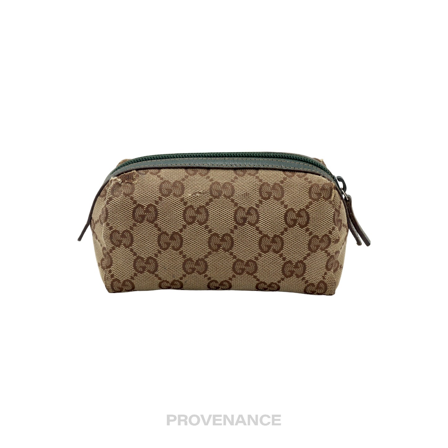 🔴 Gucci Zip Pouch - GG Canvas Forest Green