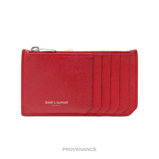 🔴 Saint Laurent Paris SLP Fragment Card Wallet - Red