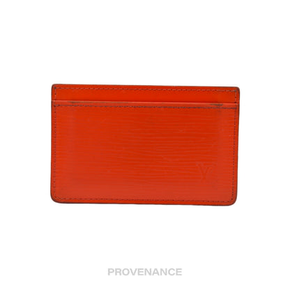 🔴 Louis Vuitton Card Holder Wallet - Orange Epi Leather