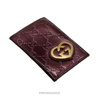 🔴 Gucci Heart Pocket Organizer Wallet - Patent Red Leather