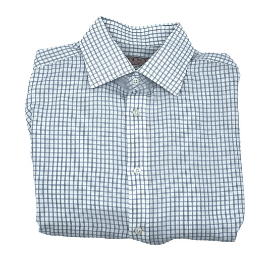 🔴 Thomas Pink Button Down Shirt - White/Blue Checked