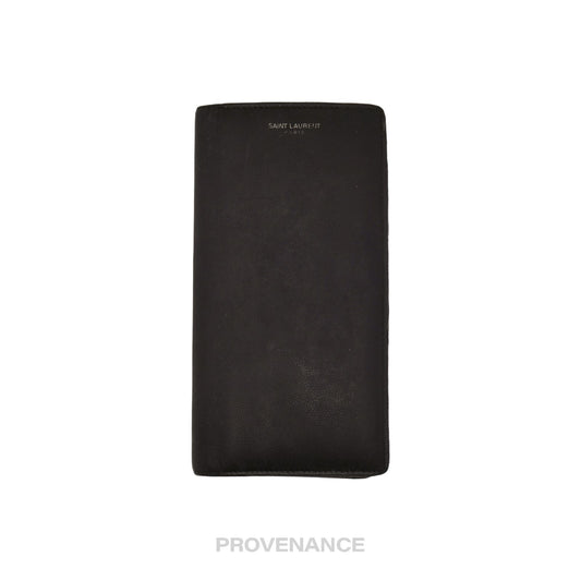 🔴 Saint Laurent Paris SLP Long Wallet - Charcoal Pebbled Leather