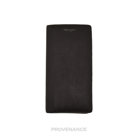 🔴 Saint Laurent Paris SLP Long Wallet - Charcoal Pebbled Leather