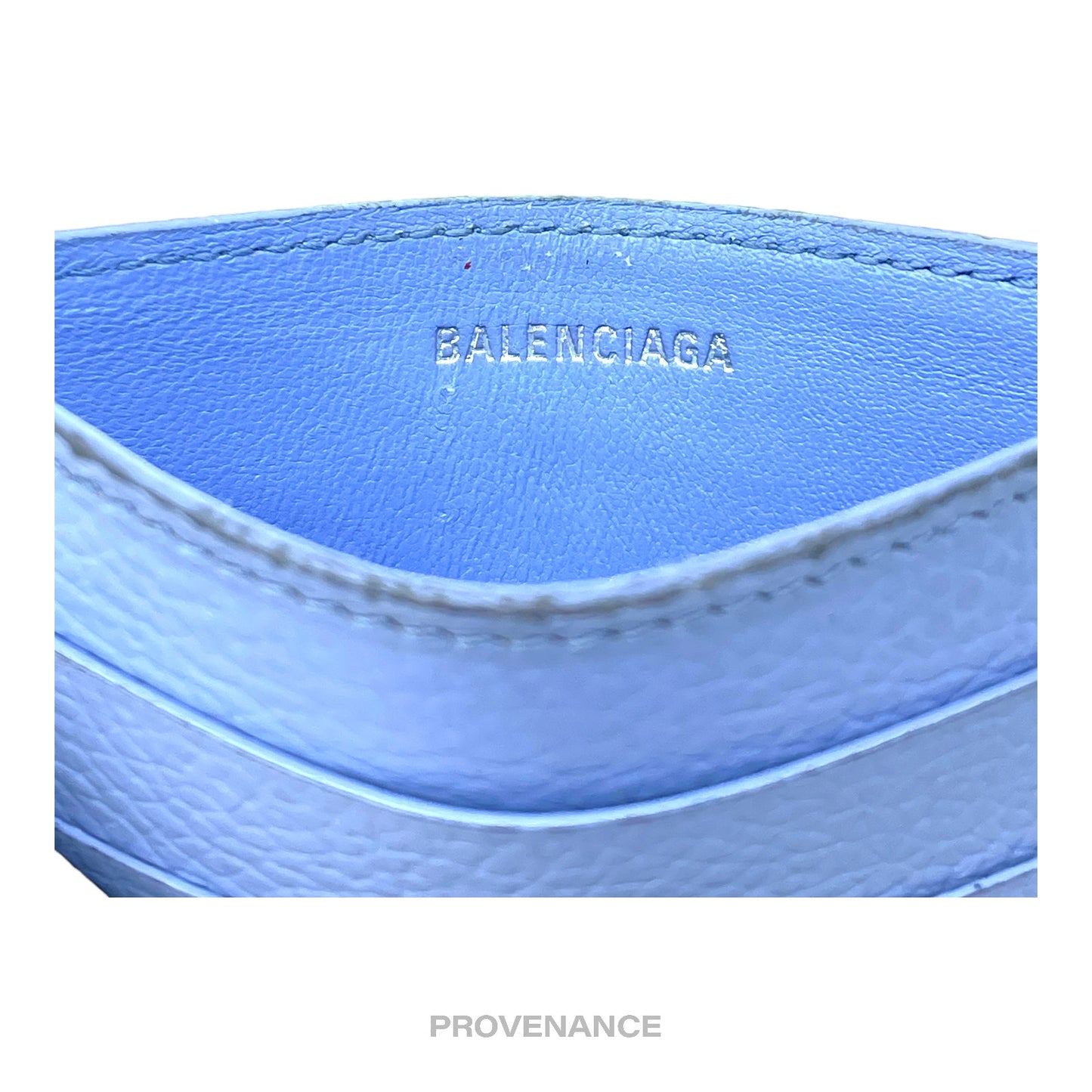 🔴 Balenciaga Logo Card Holder Wallet - Powder Blue Leather