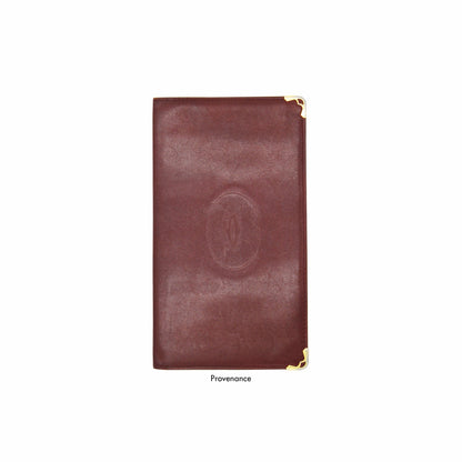 🔴 Cartier Long Wallet - Burgundy Calfskin Leather