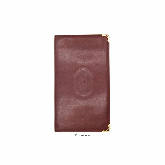 🔴 Cartier Long Wallet - Burgundy Calfskin Leather