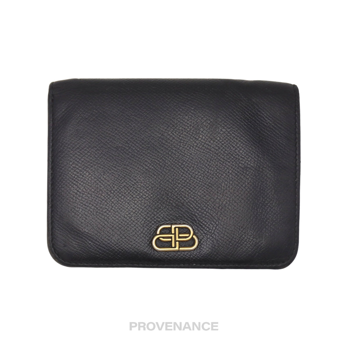 🔴 Balenciaga BB Logo Snap Wallet - Black Leather