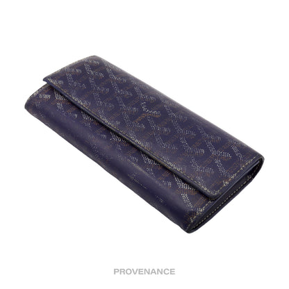 🔴 Goyard Varenne Long Wallet - Navy Blue Goyardine