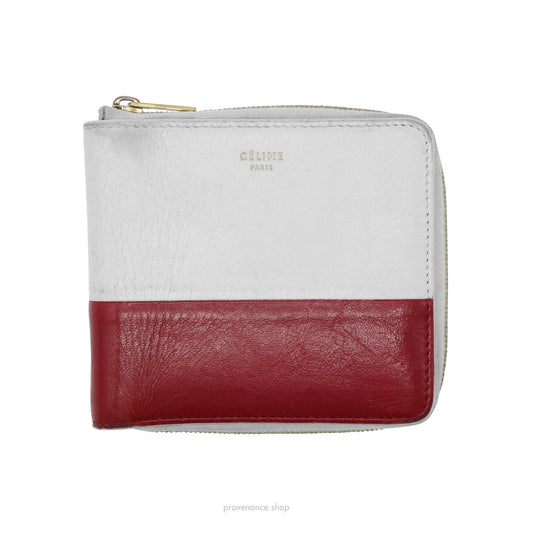 🔴 Celine Compact Zip Wallet - White/Red