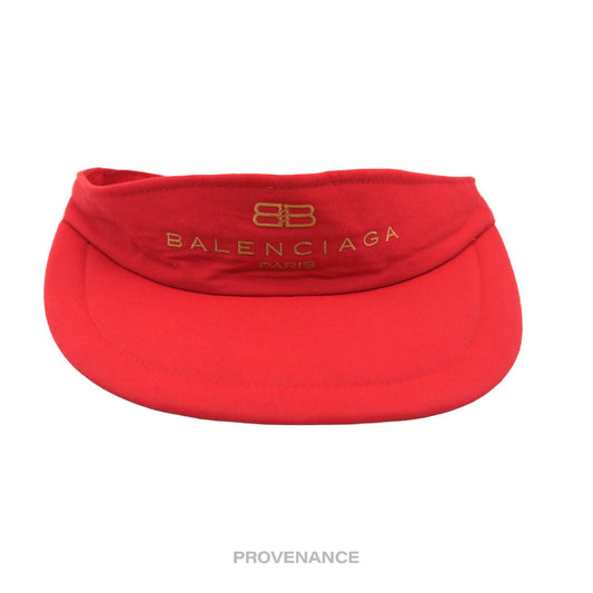 🔴 Balenciaga Logo Embroidered Visor - Red