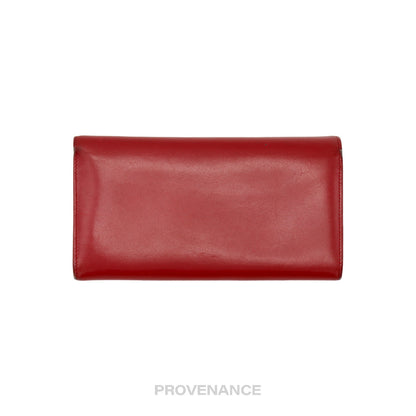 🔴 Saint Laurent Paris SLP Snap Long Wallet - Red Leather