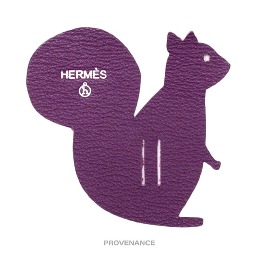 🔴 Hermes Petit h Squirrel Charm - Purple Pebbled Leather