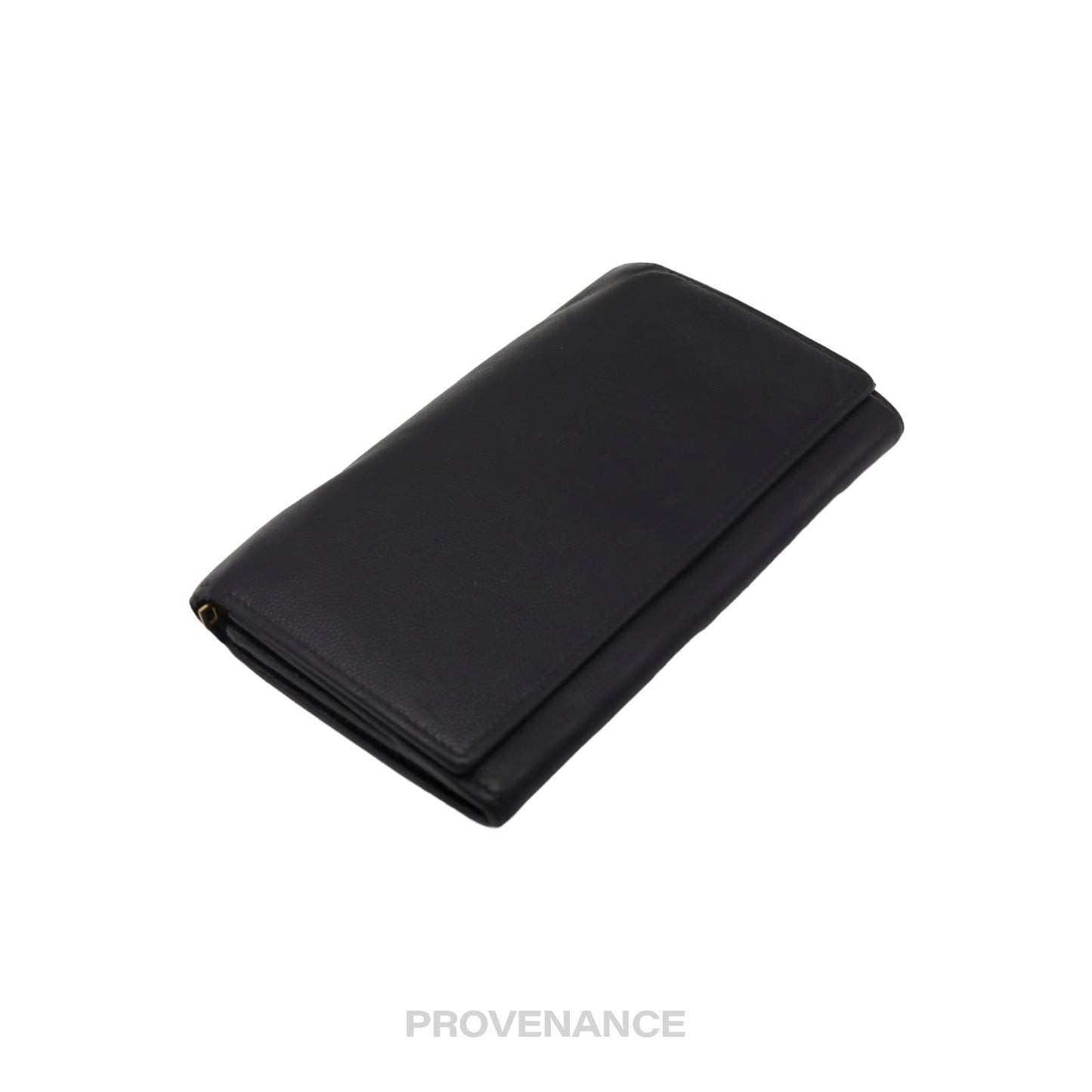🔴 Saint Laurent Paris SLP Long Pebbled Wallet - Black