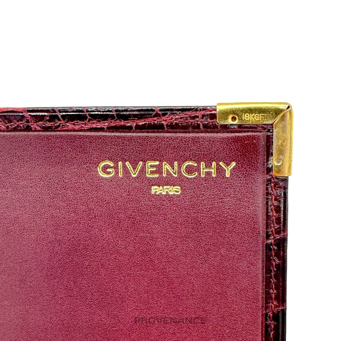 🔴 Givenchy Pocket Organizer Wallet - Burgundy Crocodile