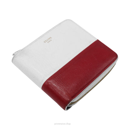 🔴 Celine Compact Zip Wallet - White/Red