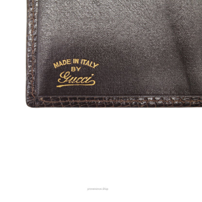 🔴 Gucci Long Wallet - Brown Lizard Leather