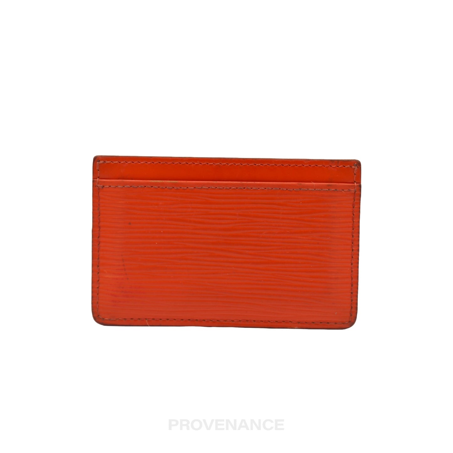 🔴 Louis Vuitton Card Holder Wallet - Orange Epi Leather