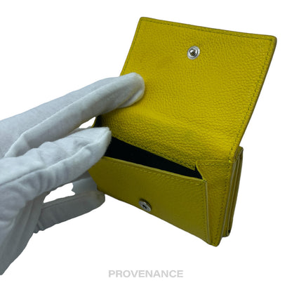 🔴 Saint Laurent Paris SLP Trifold Card Wallet - Yellow Leather