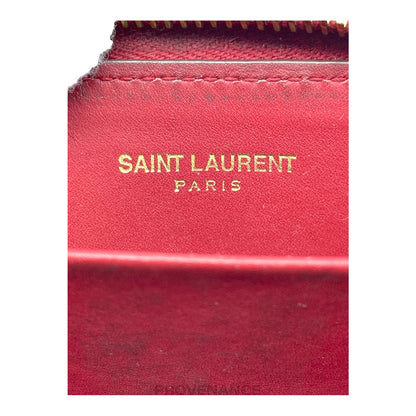 🔴 Saint Laurent Paris SLP Compact  Zip Card Wallet - Red Leather