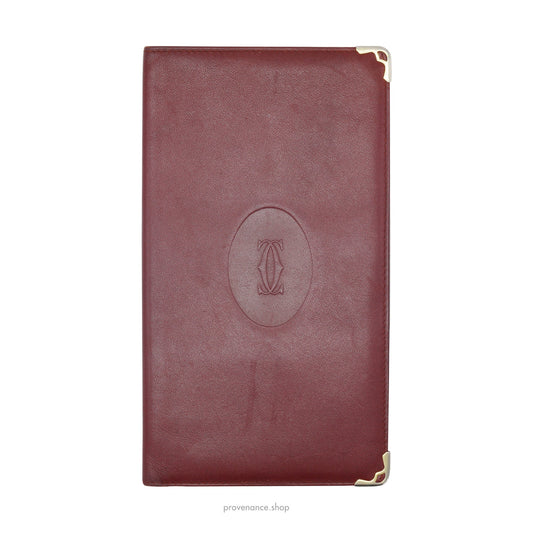 🔴 Cartier Long Wallet - Burgundy Calfskin Leather