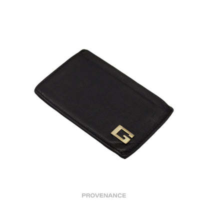 🔴 Gucci G Card Holder Wallet - Black Leather