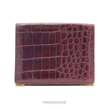 🔴 Givenchy Pocket Organizer Wallet - Burgundy Crocodile