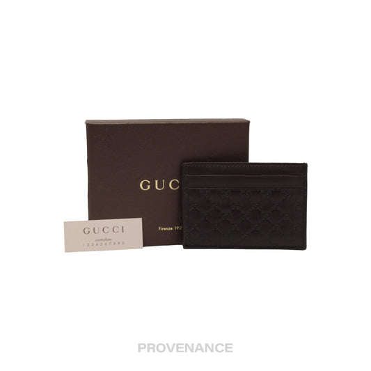 🔴 Gucci Card Holder Wallet - Dark Chocolate MicroGuccissima