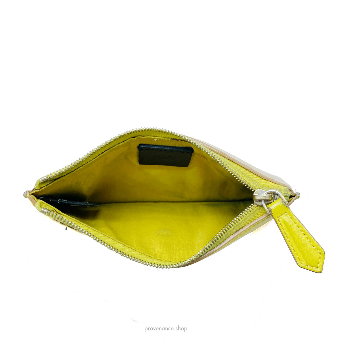 🔴 Fendi Zip Card Holder Wallet - Yellow Patchwork Leather