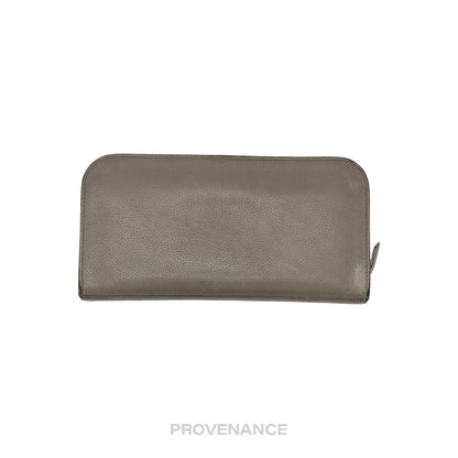 🔴 Saint Laurent Paris SLP Zip Long Wallet - Grey Leather