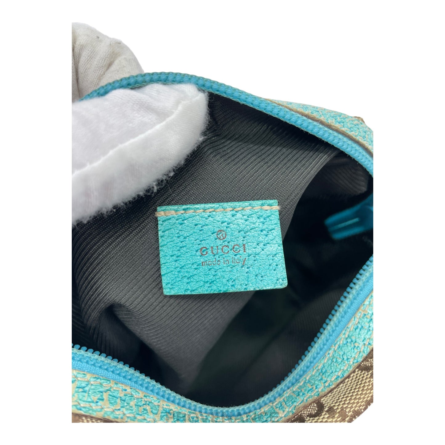 🔴 Gucci Zip Pouch - GG Canvas Turquoise