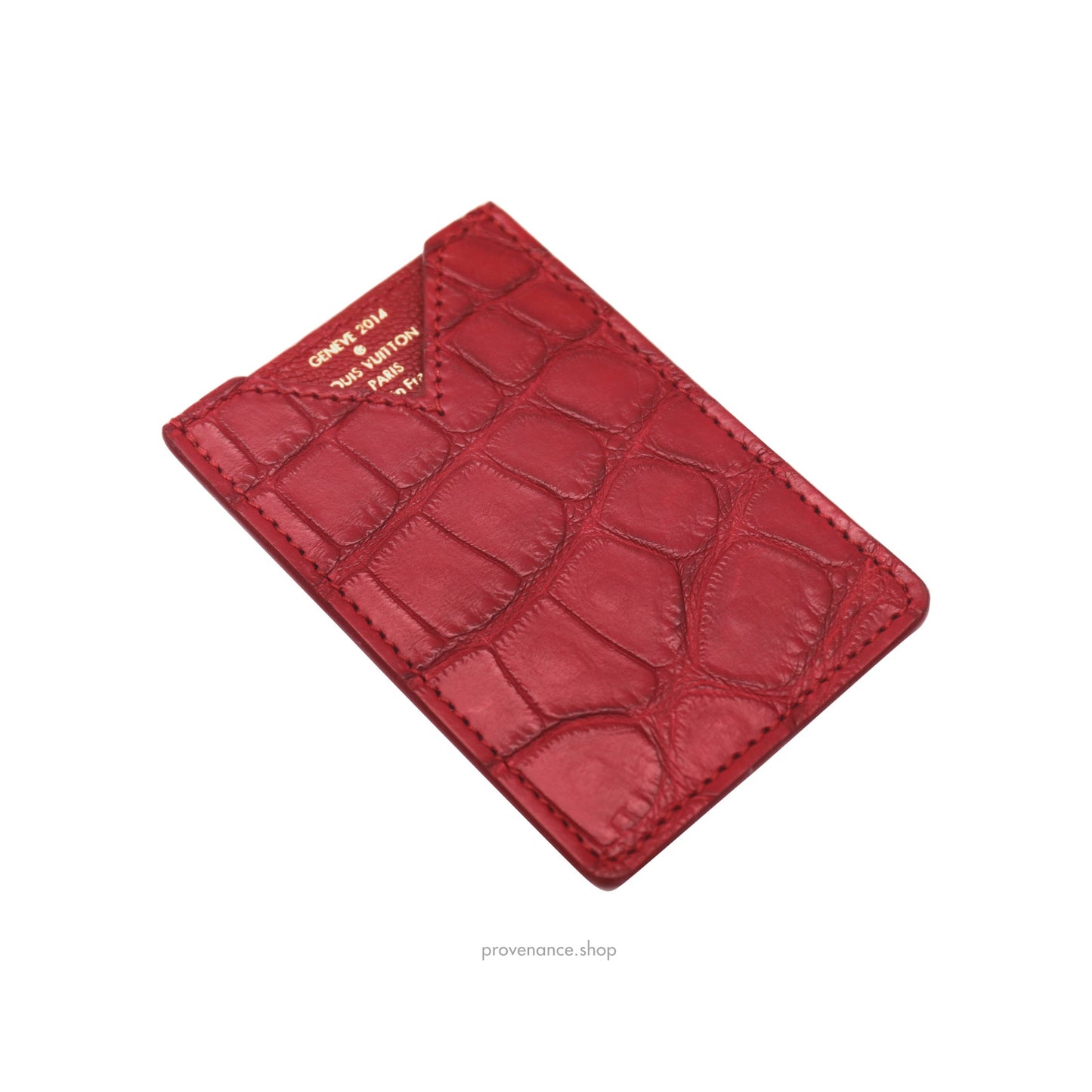 🔴 Louis Vuitton Genève Card Holder Wallet - Red Alligator Leather