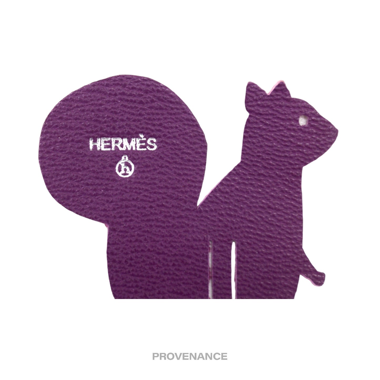 🔴 Hermes Petit h Squirrel Charm - Purple Pebbled Leather