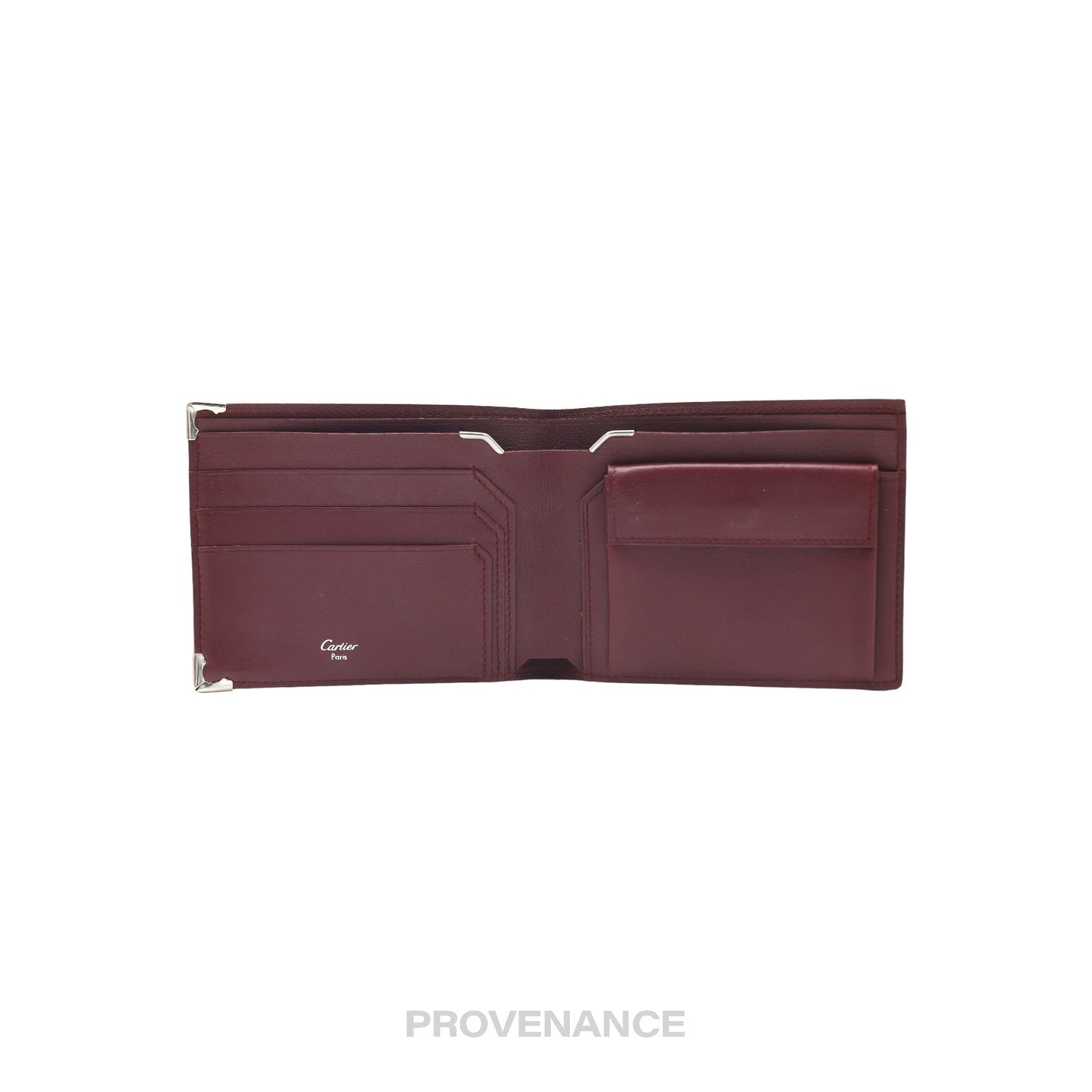 🔴 Cartier Bifold Wallet - Burgundy Calfskin Leather