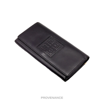 🔴 Givenchy Logo Snap Long Wallet - Black Leather