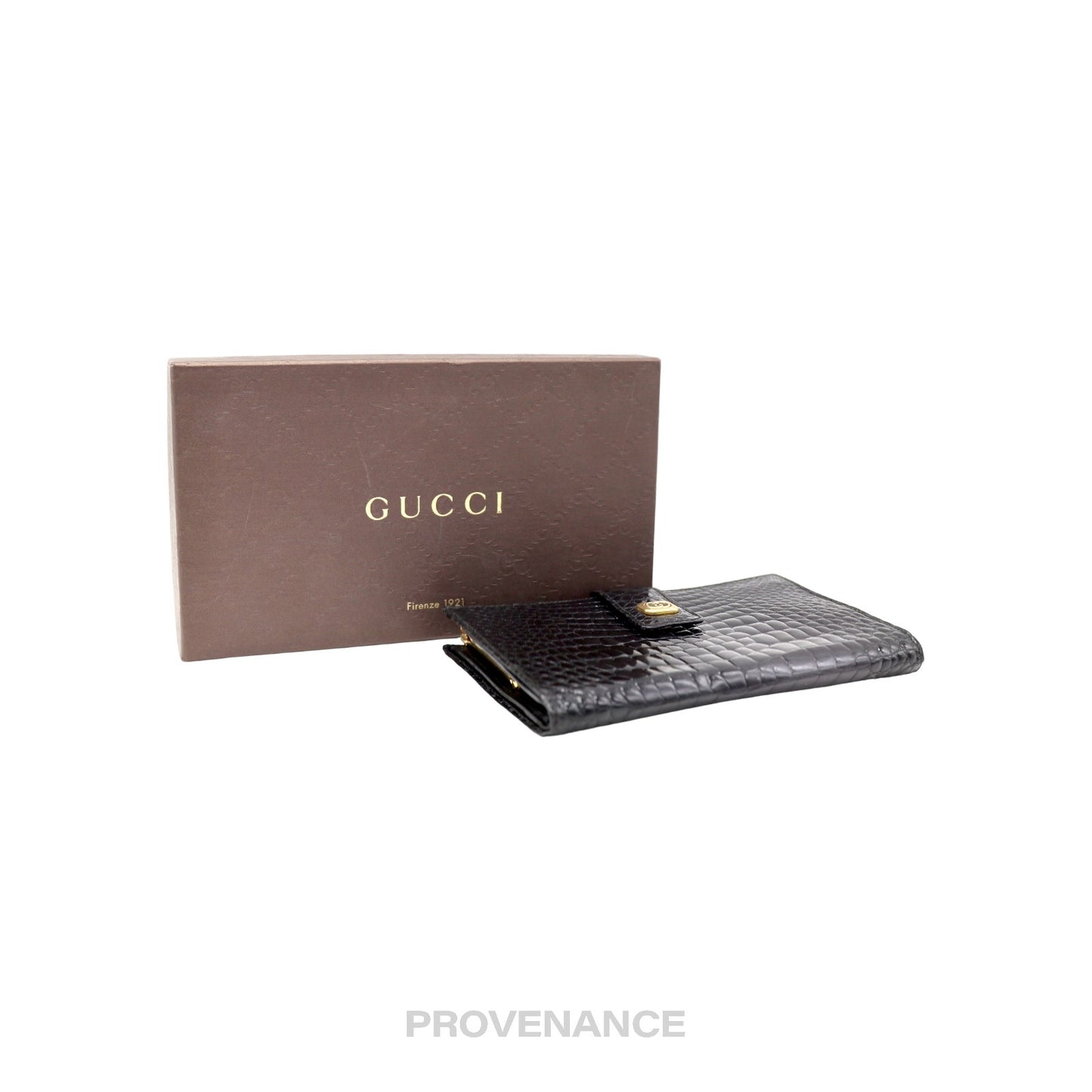 🔴 Gucci Long Wallet - Black Crocodile