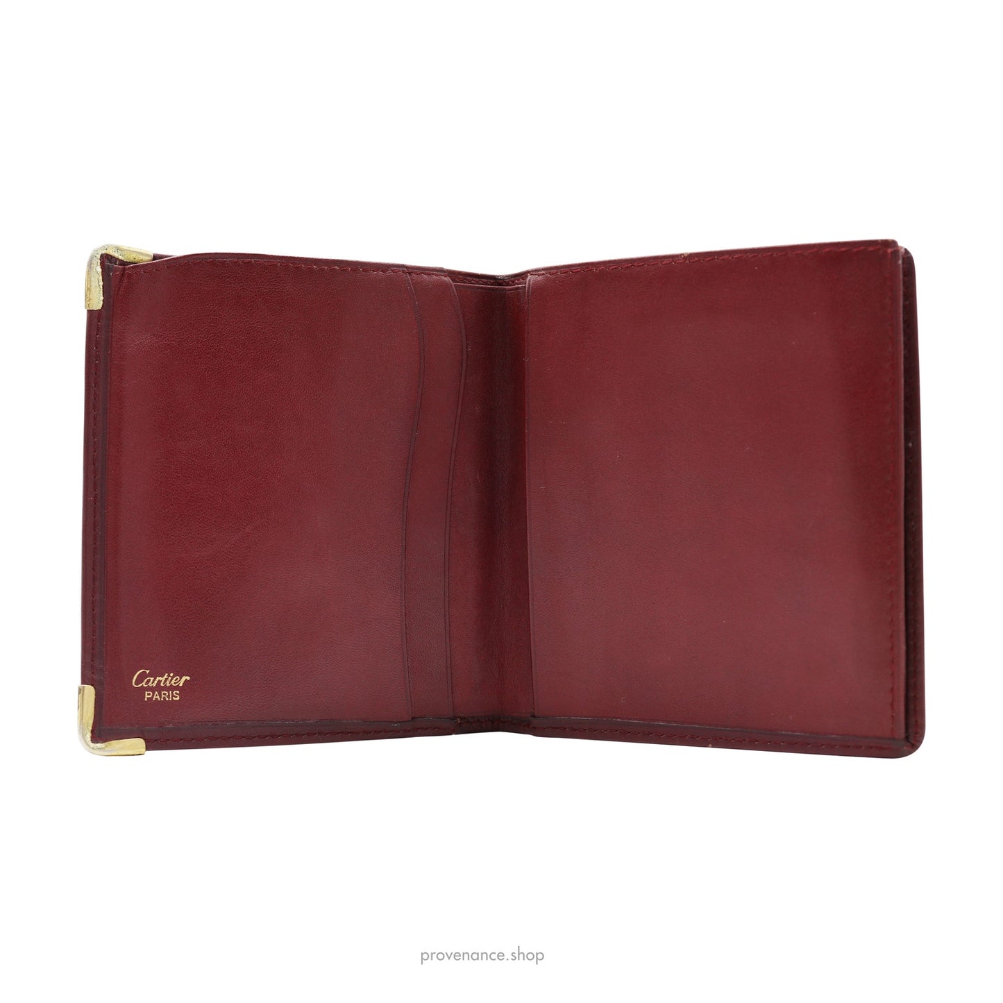 🔴 Cartier Bifold Wallet - Burgundy Calfskin Leather