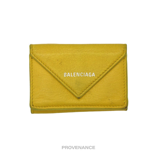 🔴 Balenciaga Papier Mini Wallet - Yellow Leather