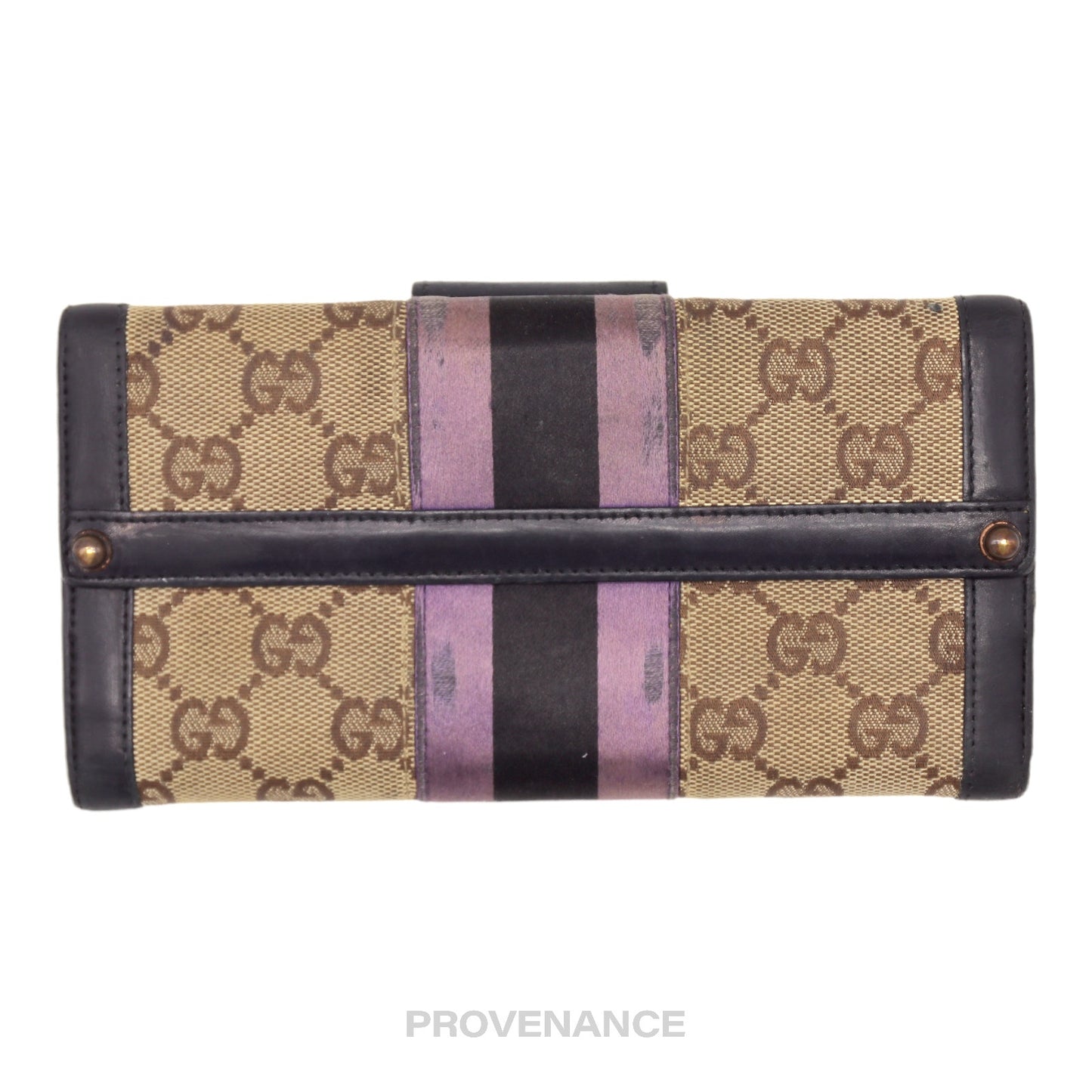 🔴 Gucci Long Wallet - GG Canvas Stripe